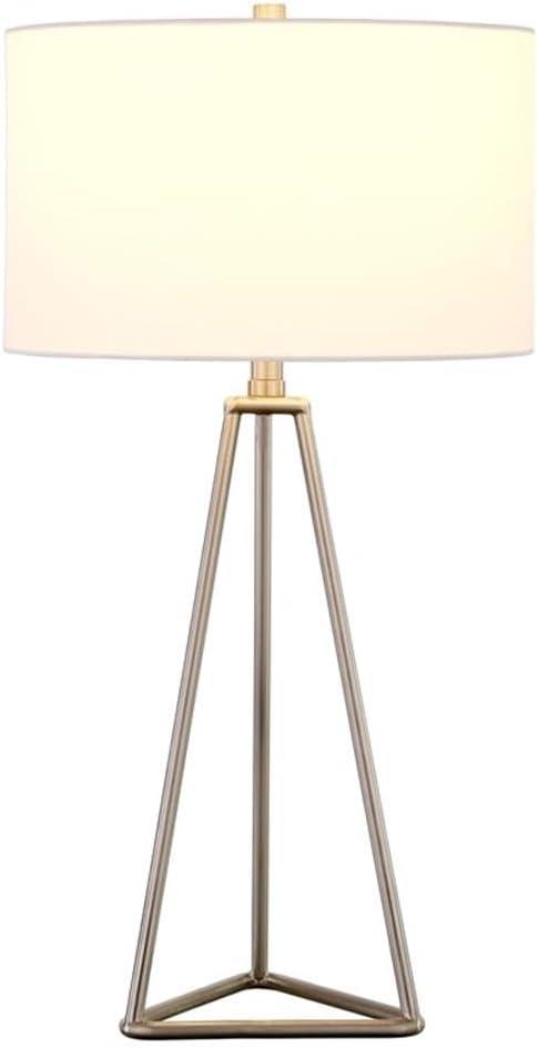 Evelyn&Zoe Gio 26.13" Tall Table Lamp with Fabric Shade in Brushed Nickel/White