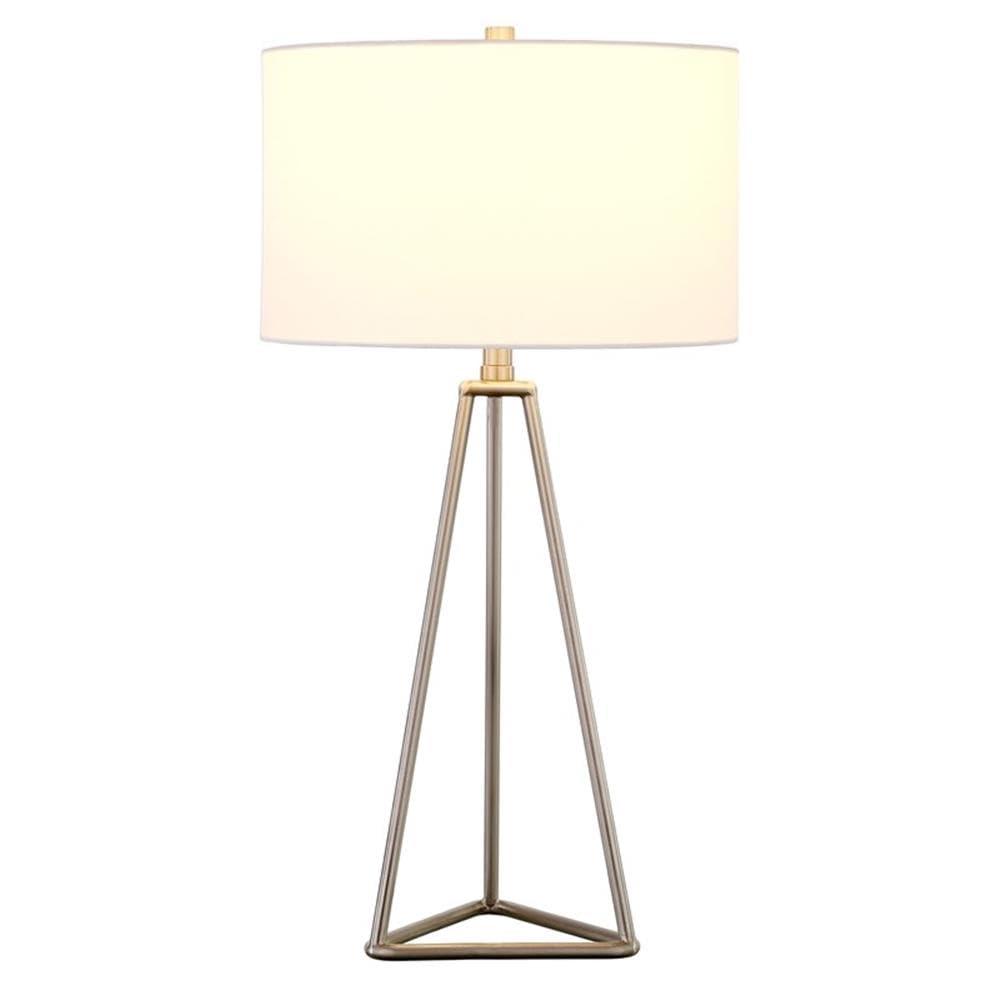 Evelyn&Zoe Gio 26.13" Tall Table Lamp with Fabric Shade in Brushed Nickel/White