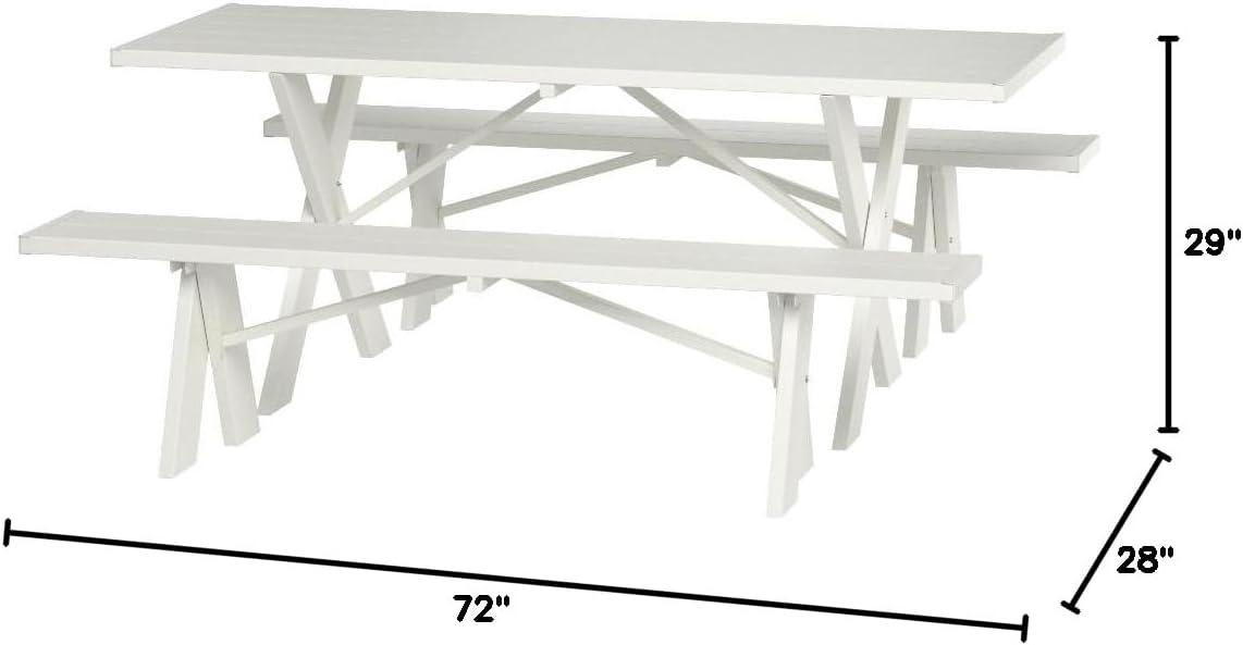 DuraTrel 6' White Vinyl Picnic Table with Benches