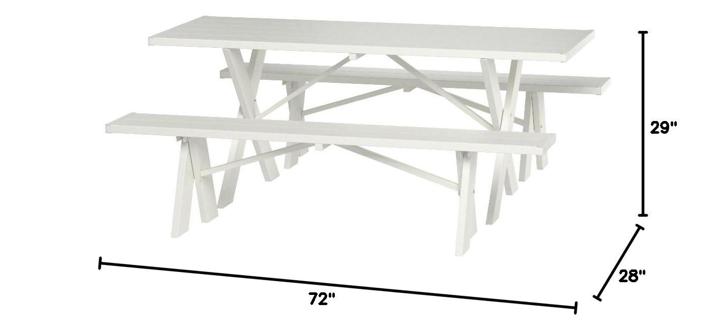 DuraTrel 6' White Vinyl Picnic Table with Benches