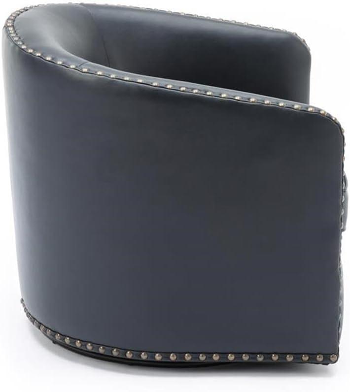 Comfort Pointe Tyler Swivel Arm Chair Midnight Blue: Upholstered, Nailhead Trim, Foam Filled, Wood Frame