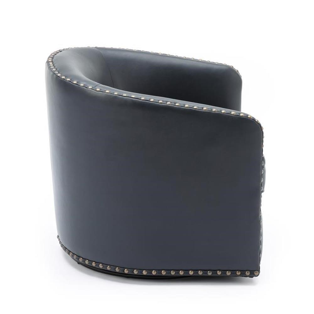 Comfort Pointe Tyler Swivel Arm Chair Midnight Blue: Upholstered, Nailhead Trim, Foam Filled, Wood Frame