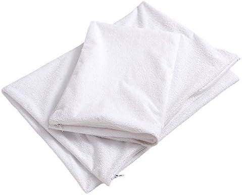 Niagara Waterproof Pillow Protector King Cotton Terry Zippered 100% Pillow Encasement Cover Pair Set of 2 Washable Long Life Soft