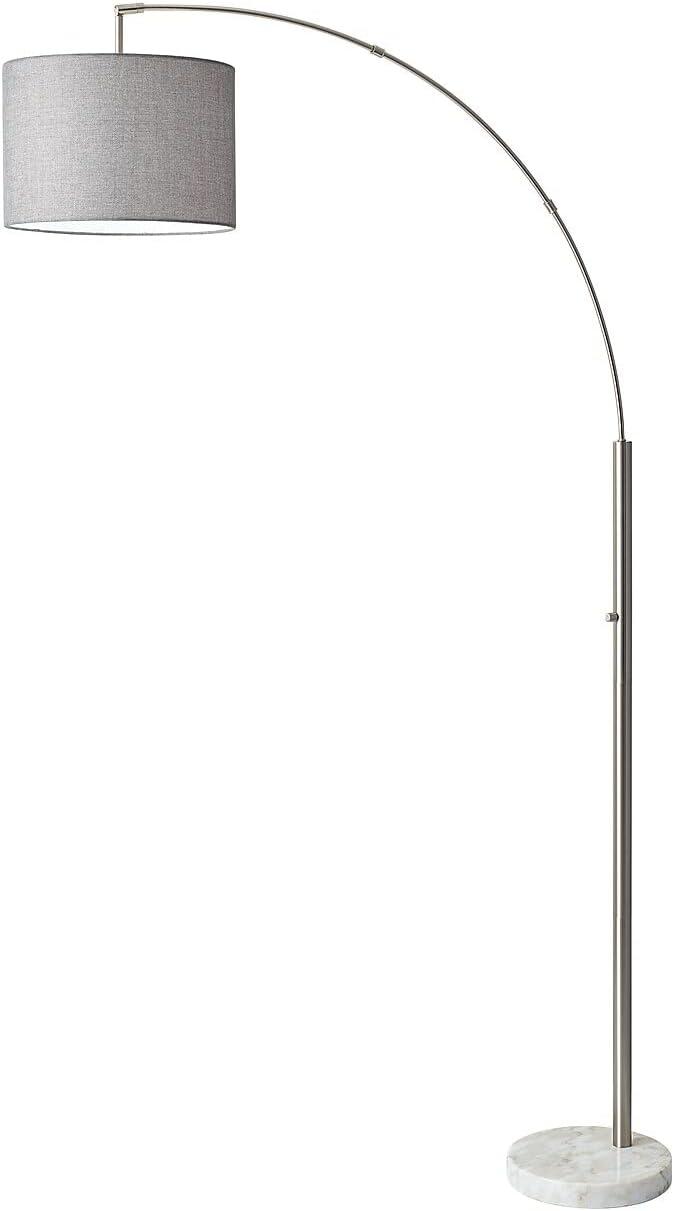 Elegant Brushed Steel Arc Floor Lamp with Adjustable Shade