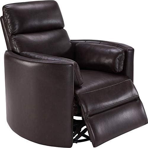 Florence Brown Top-Grain Leather Swivel Recliner with USB Charger