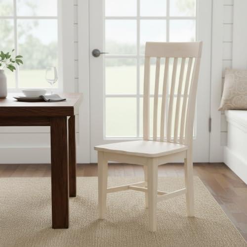 Set of 2 Tall Mission Chairs Wood/Unfinished - International Concepts: Solid Parawood, Kitchen Furniture