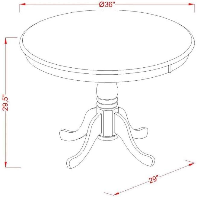 East West Furniture Antique 5-piece Dining Set with Leather Seat in Linen White