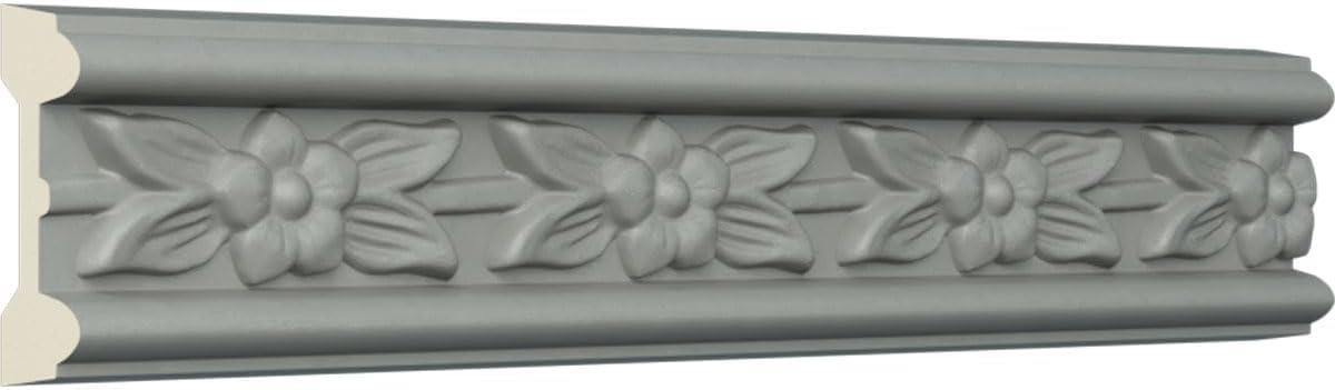 Ekena Millwork 1 7/8"H x 5/8"P x 94 1/2"L, (2 5/8" Repeat), Flower Chair Rail (Set of 8)