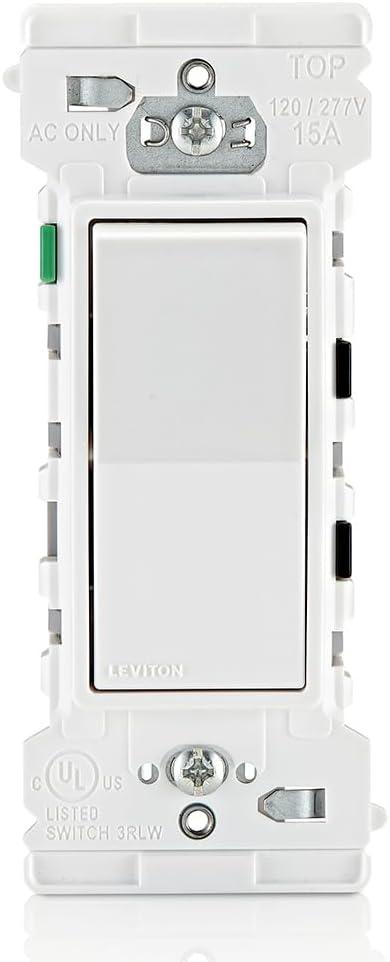 Leviton Decora Edge 15 amps Single Pole Rocker Rocker Switch White 1 pk