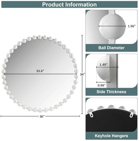 Marlowe Beaded Round Metal Wall Mirror
