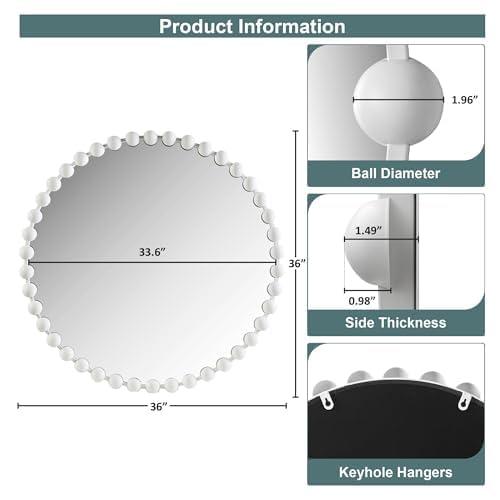 Marlowe Beaded Round Metal Wall Mirror