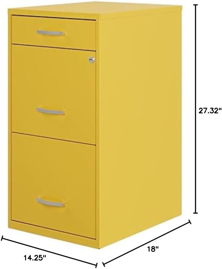 Space Solutions 3 Drawer Letter Width Vertical File Cabinet with Pencil Drawer, Yellow