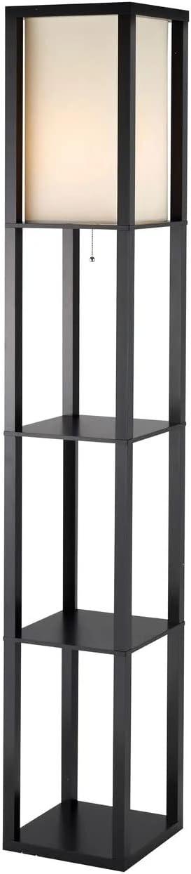 Adesso Titan 72" Modern Column Standing Floor Lamp with 3 Storage Shelves, Black