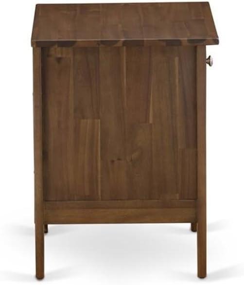 East West Furniture Gallatin 18" Wood Nightstand with 1 Drawer in Antique Walnut