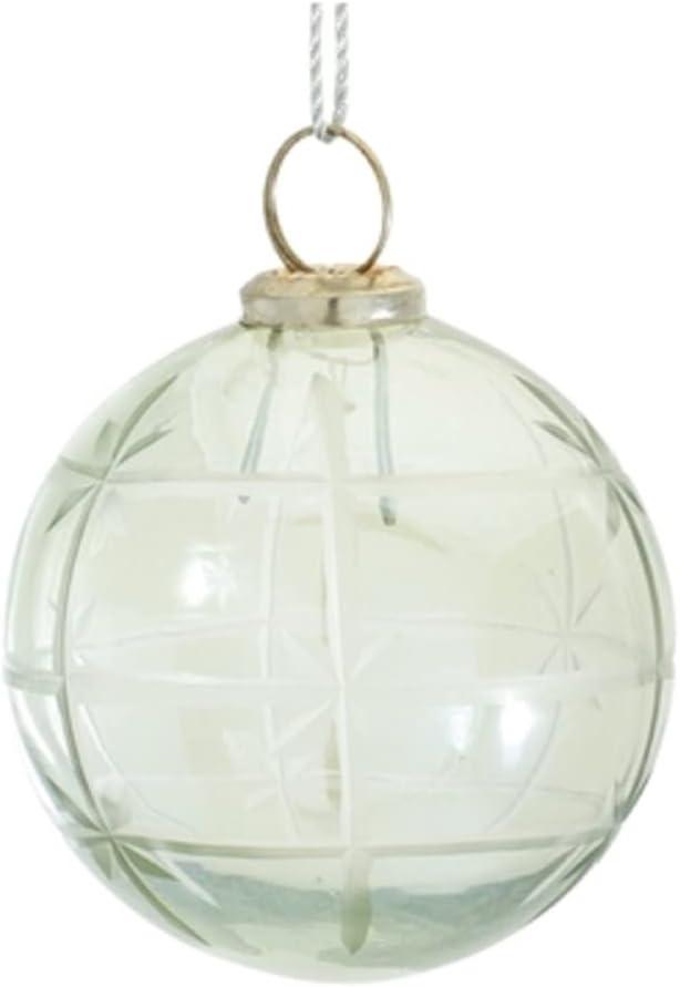 Set of 6 Clear Etched Glass Ball Ornaments