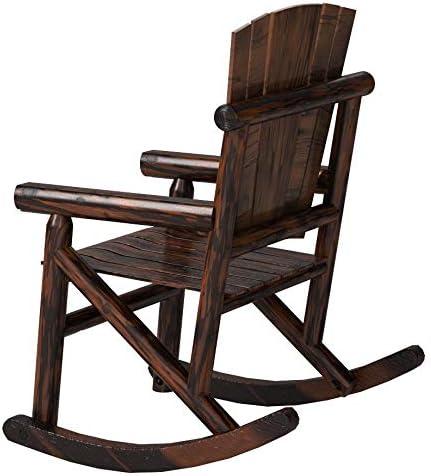 Leigh Country Char-Log Series TX 93859 Adult Wood Outdoor Rocking Chair, Brown