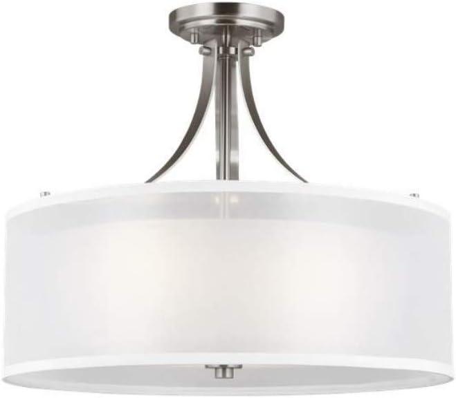 Elmwood Park 19" Brushed Nickel Semi-Flush Mount with Satin Etched Glass Shade