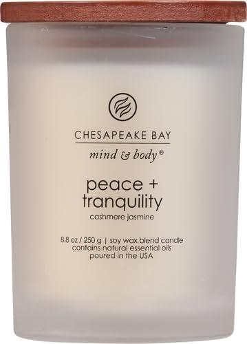 Frosted Glass Peace + Tranquility Lidded Jar Candle White - Mind & Body by Chesapeake Bay Candle