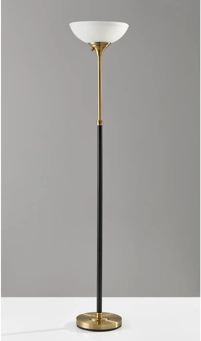 71" Bergen Collection Torchiere Black - Adesso: ETL Listed, Metal Body, Glass Shade, No Bulb Included