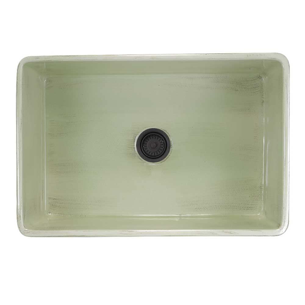 Shabby Green 30-Inch Farmhouse Fireclay Kitchen Sink