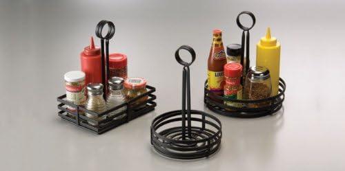 Black Wrought Iron Round Condiment Rack with Handle