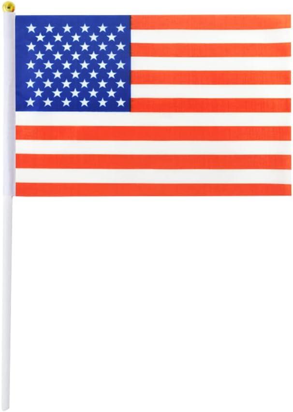 USA Flag American Small .. Stick Mini Hand Held .. Flags Decorations 1 Dozen .. (12 pack)