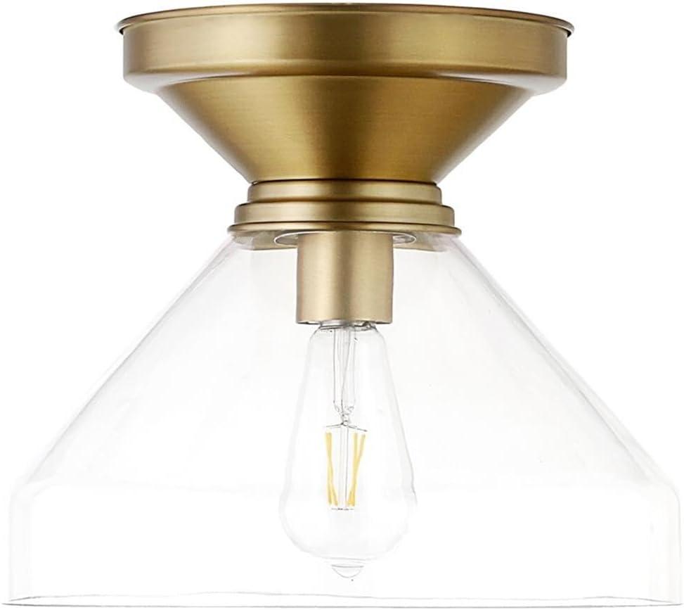 Brass and Glass 12" Semi Flush Mount Ceiling Light