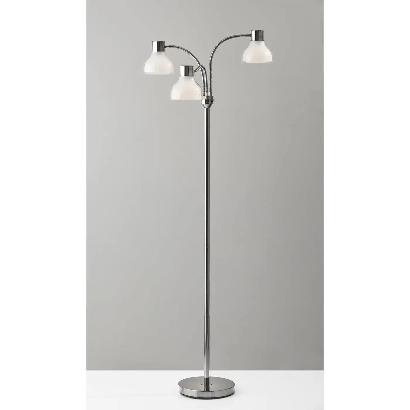 69" Presley 3 Arm Floor Lamp Gold - Adesso: ETL Listed, Metal Body, Plastic Shade, No Bulb Included