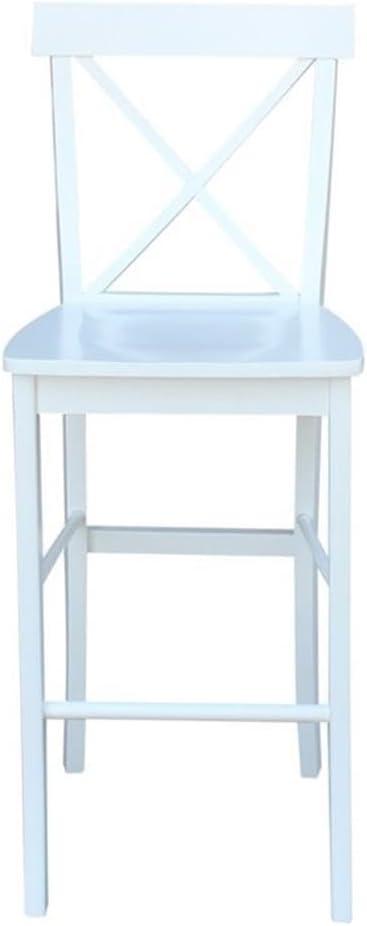 International Concepts Cross Back Solid Wood 30 in. Bar Height Stool in White