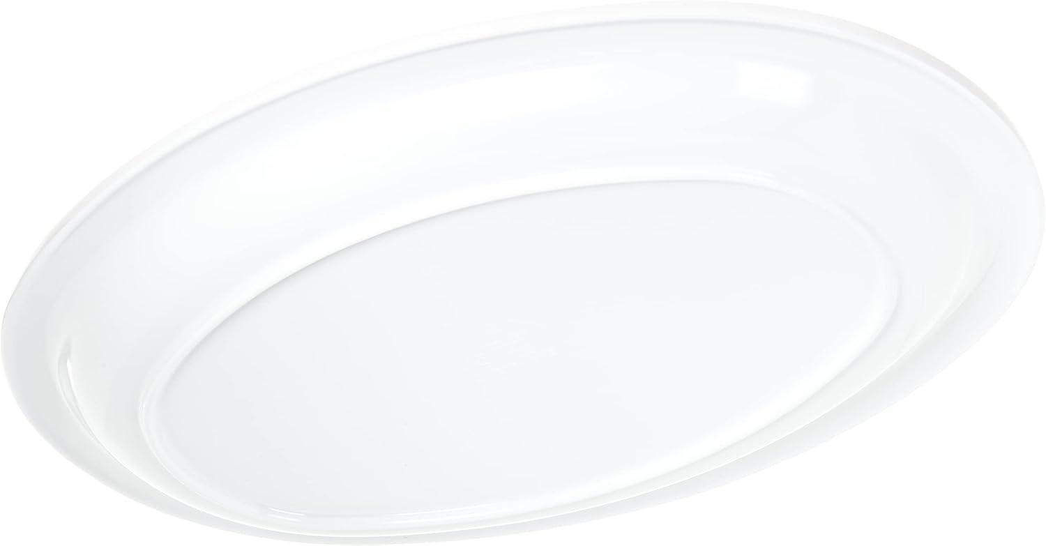 Carlisle FoodService Products Kingline Plastic Oval Platter Oval Tray for Home and Restaurant, Melamine, 13.5 Inches, White, (Pack of 12)