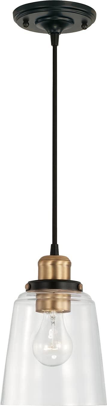 1 Light Pendant-Aged Brass, Black Finish Capital Lighting 3718Ab-135