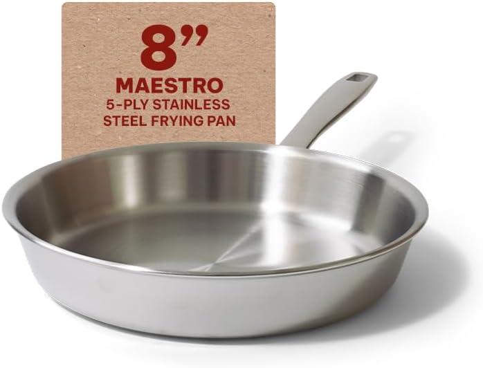 Alva Cookware Maestro 5-Ply Stainless Steel Frying Pan, Durable Induction Pan, Non Toxic Cookware, Stay Cool Handle