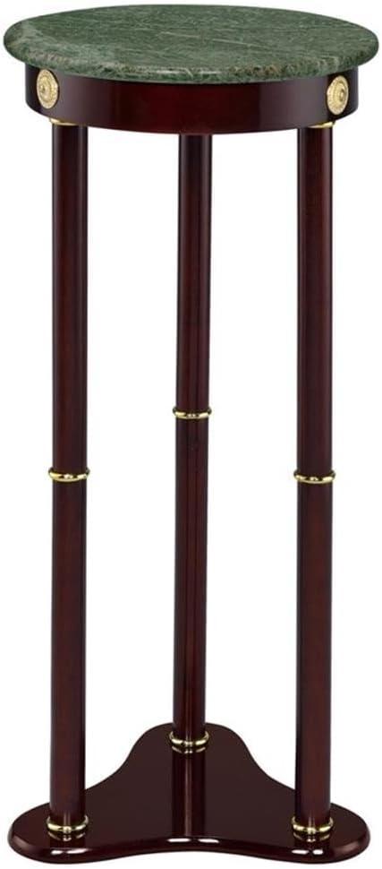 Monarch Specialties Edie Round Marble Top Accent Table Merlot