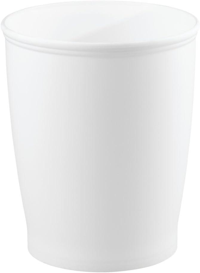 White Plastic Round Trash Can for Bathroom or Office