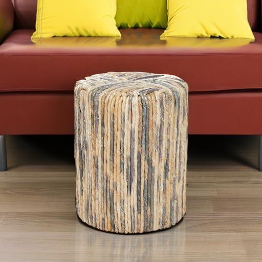 DecMode 15" x 18" Multi Colored Banana Leaf Woven Accent Table, 1-Piece