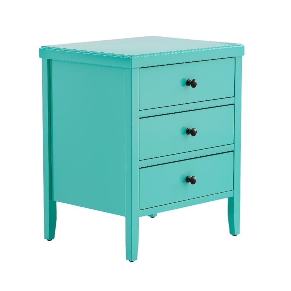 Finley Solid Wood 3 Drawer Nightstand Turquoise - ClickDecor