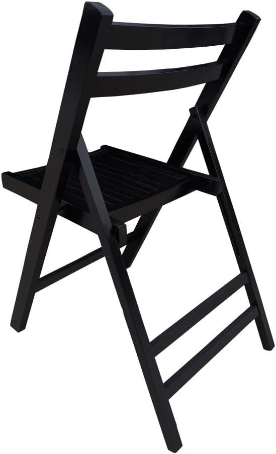 4 Pack Wooden Folding Chair, Foldable Dining Chair Set with Solid Wood Slatted Seat and Open Back, Outdoor/Indoor Portable Event Chair Wedding Chair for Dining Room Kitchen Balcony Garden, Black