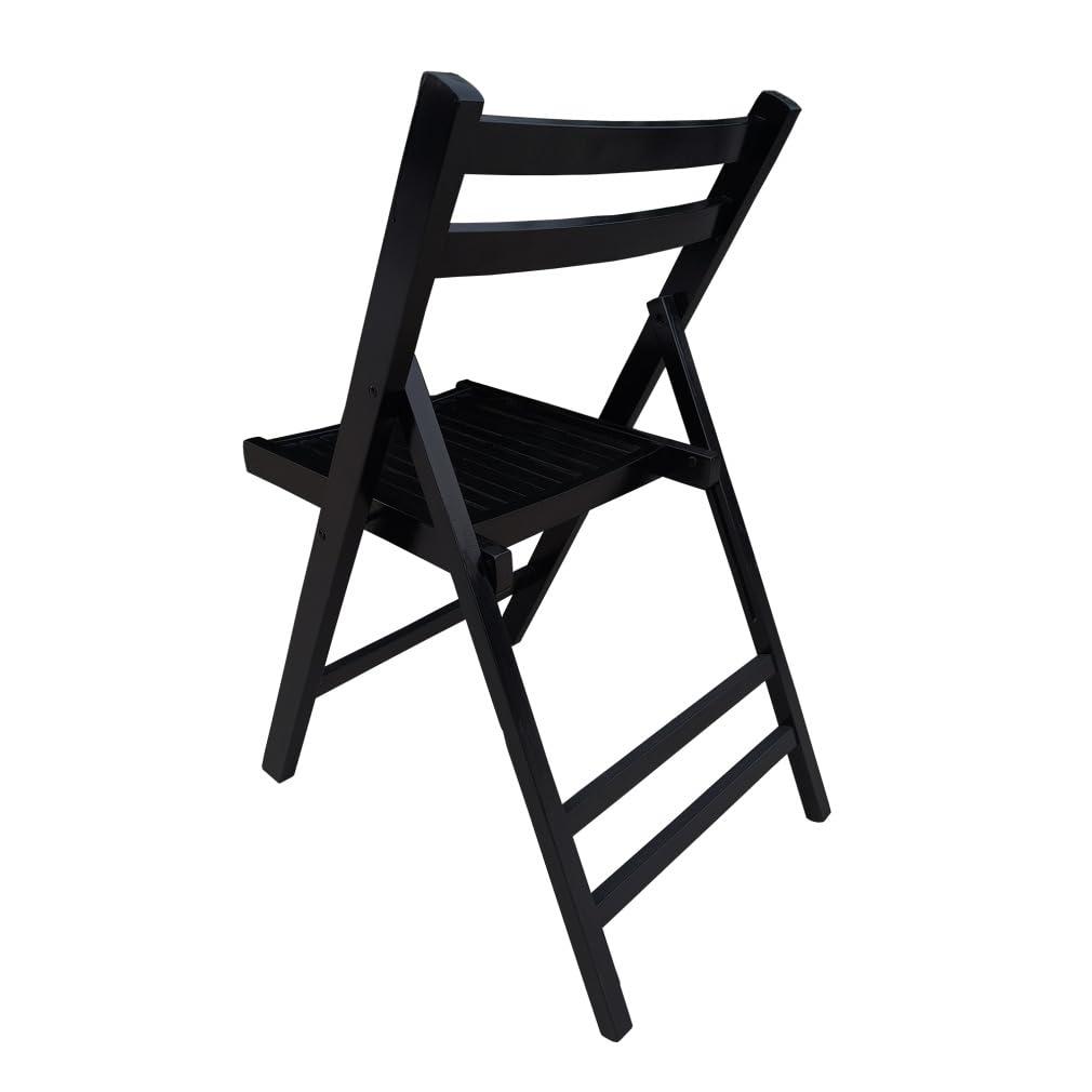 4 Pack Wooden Folding Chair, Foldable Dining Chair Set with Solid Wood Slatted Seat and Open Back, Outdoor/Indoor Portable Event Chair Wedding Chair for Dining Room Kitchen Balcony Garden, Black