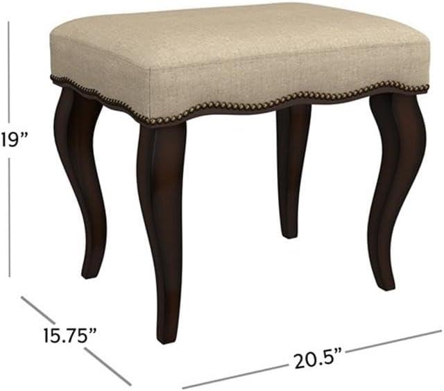 19" Hamilton Backless Upholstered Wood Vanity Stool Burnished Oak/Cream - Hillsdale Furniture