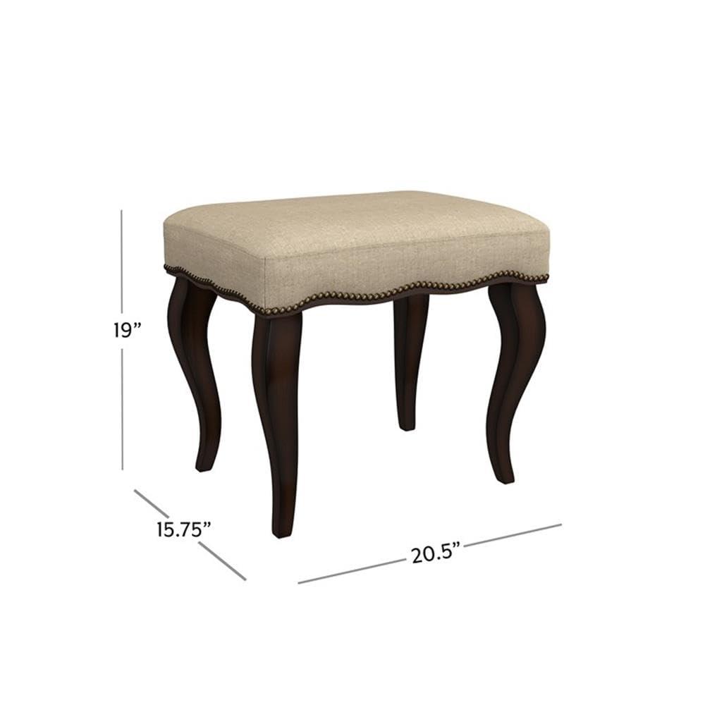 19" Hamilton Backless Upholstered Wood Vanity Stool Burnished Oak/Cream - Hillsdale Furniture