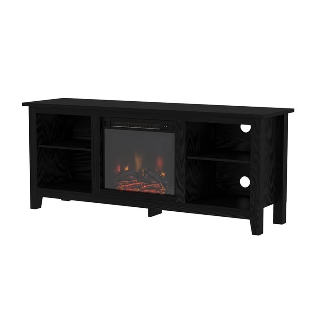 Walker Edison Traditional Fireplace TV Stand for TVs Up to 64" - Black