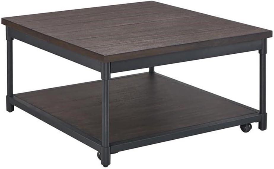 Prescott Lift Top Square Cocktail Table Dark Brown - Steve Silver Co.: Rustic Style, Metal Frame, Wood Veneer Top