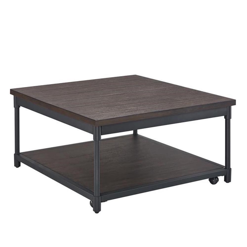 Prescott Lift Top Square Cocktail Table Dark Brown - Steve Silver Co.: Rustic Style, Metal Frame, Wood Veneer Top
