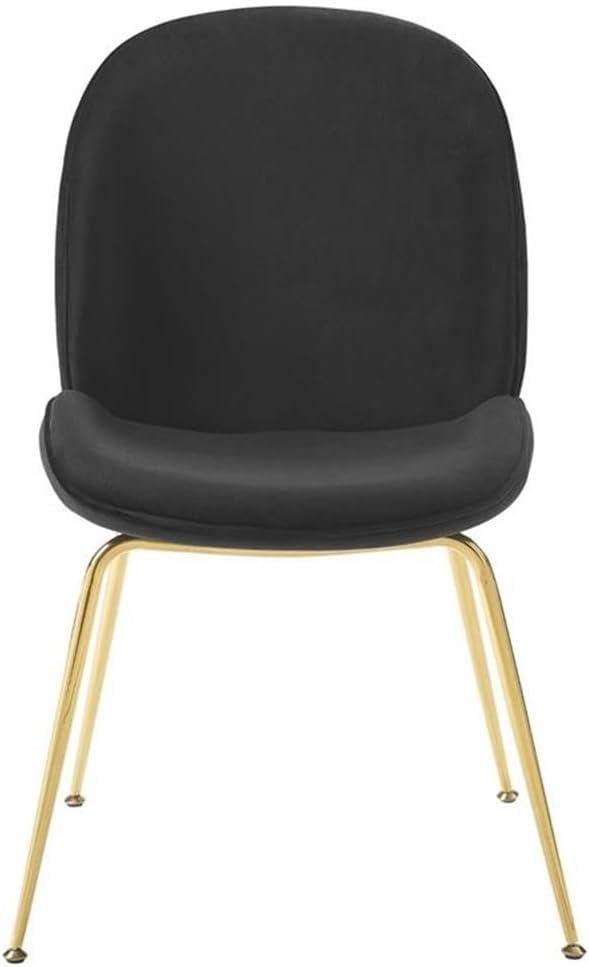 Scoop Gold Stainless Steel Leg Performance Velvet Dining ChairBlack