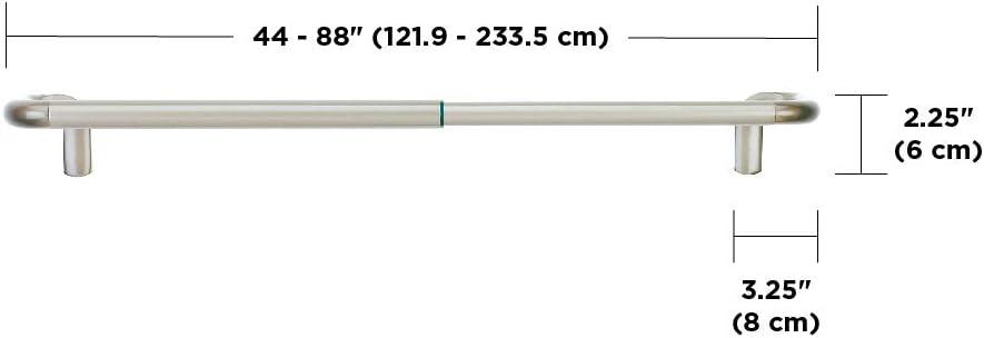 Silver Adjustable Room Darkening Drapery Rod, 48-88 in.