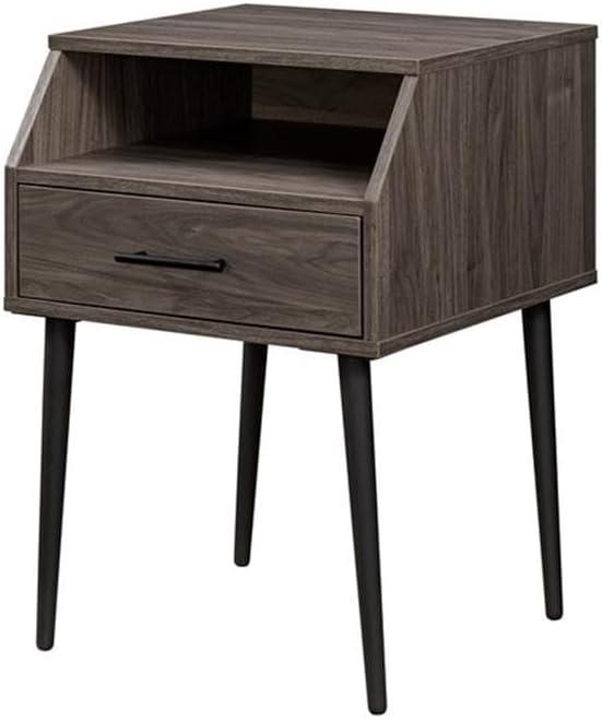 Pemberly Row 18" 1-Drawer Wood Side Table with Open Storage - Slate Gray/ Black