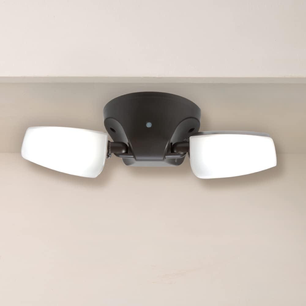 Bronze Outdoor LED Twin Head Dusk to Dawn Floodlight