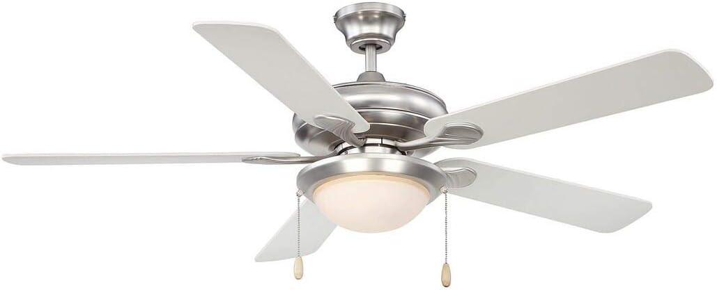 Satin Nickel 52" Ceiling Fan with Frosted Glass Light