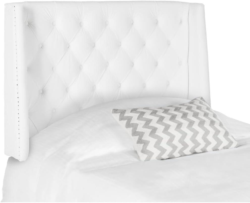 SAFAVIEH London Retro Winged Tufted Headboard with Flat Nail Heads, Queen, White