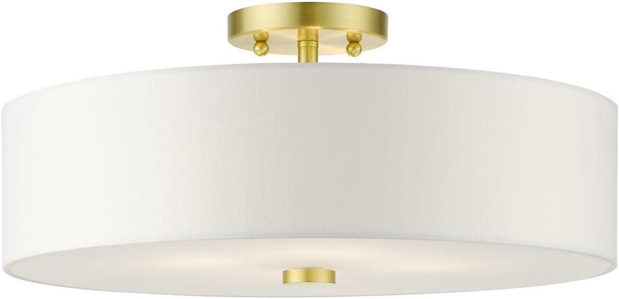 Satin Brass 18'' Drum Semi-Flush Mount Ceiling Light